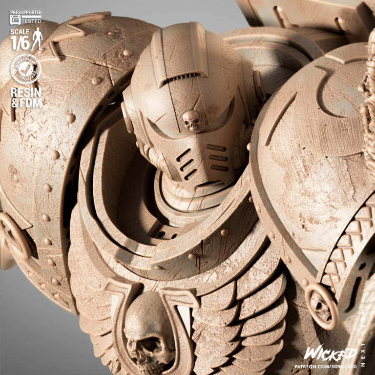 Demetrian Titus unhelmeted face sculpt STL close-up