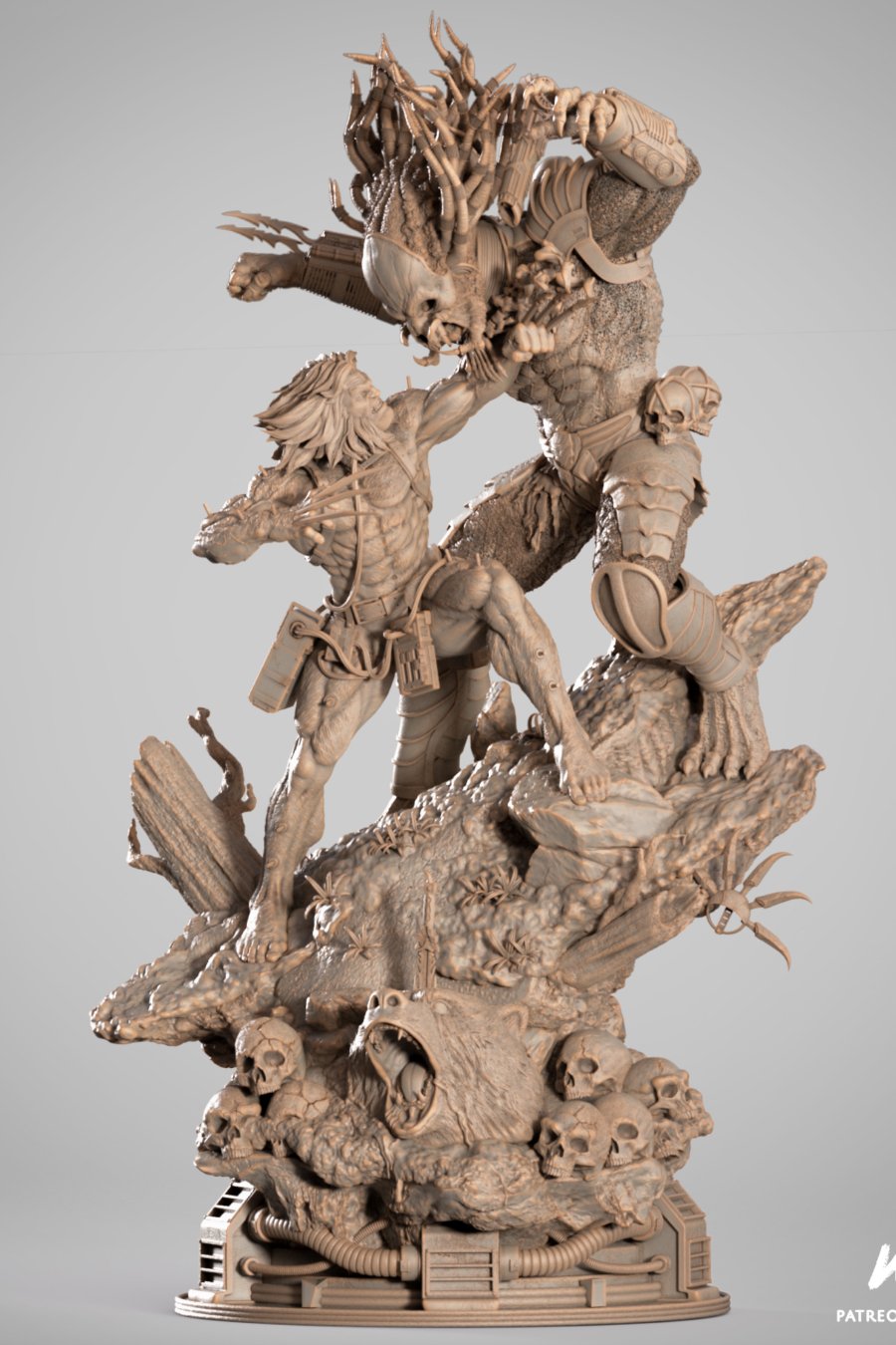 Full view of Weapon X vs Predator STL diorama in 1/6 scale – epic collectible for resin and FDM printing