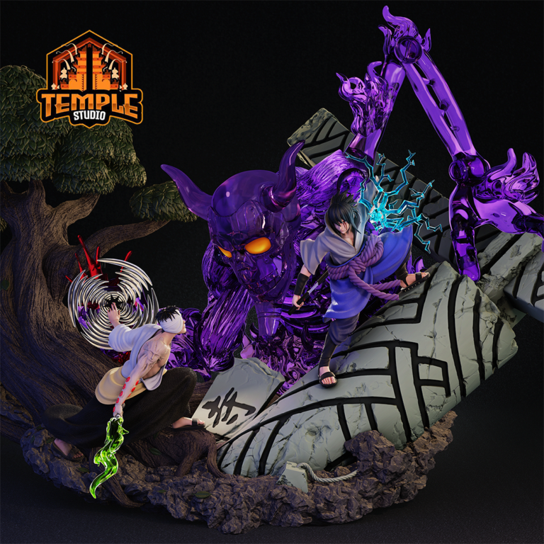Sasuke vs Danzo STL diorama with Susanoo – Naruto Shippuden scene