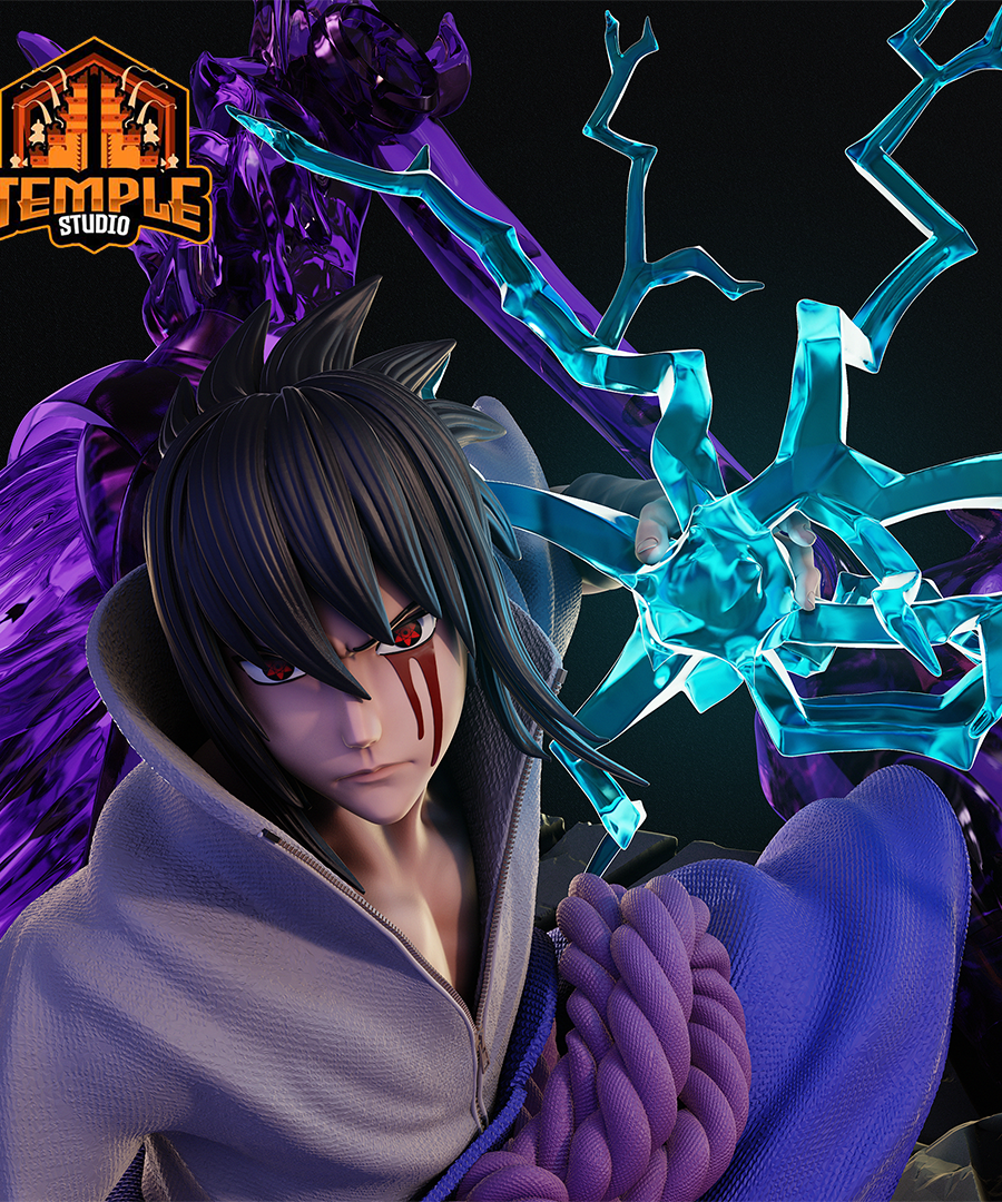 Close-up of Sasuke with Chidori and Susanoo – STL model