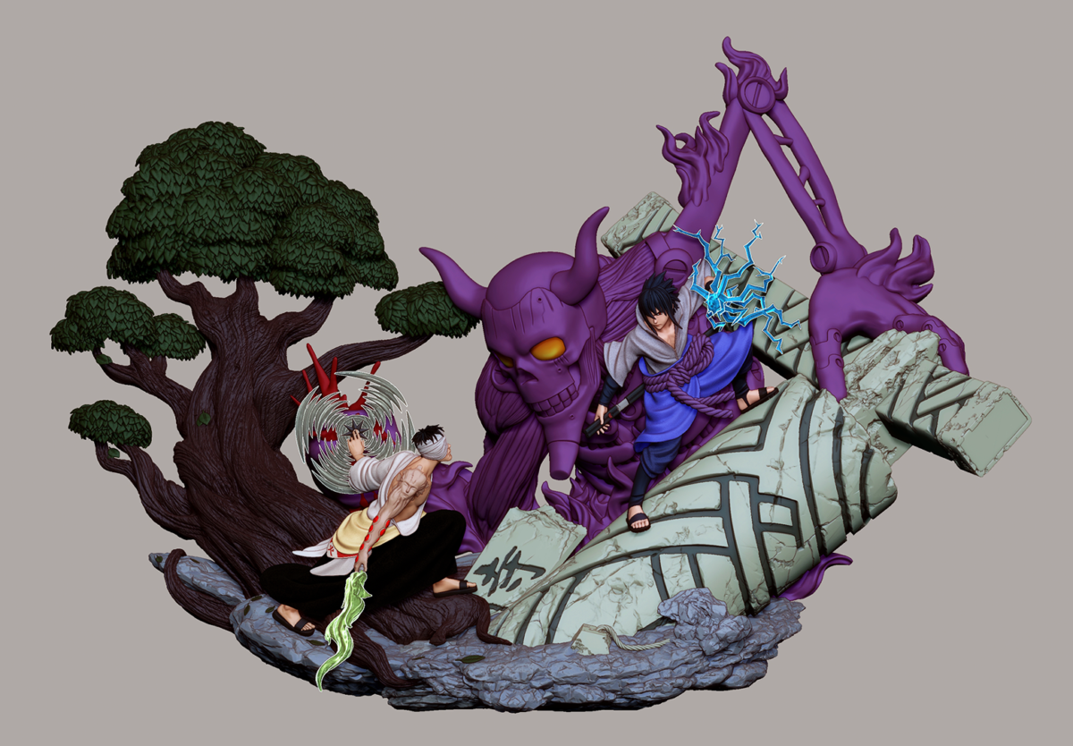 Sasuke vs Danzo STL diorama with Susanoo – Naruto Shippuden scene