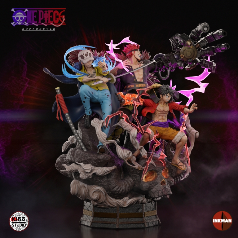 Luffy x Trafalgar x Eustass Diorama + Bases - One Piece - STL Files