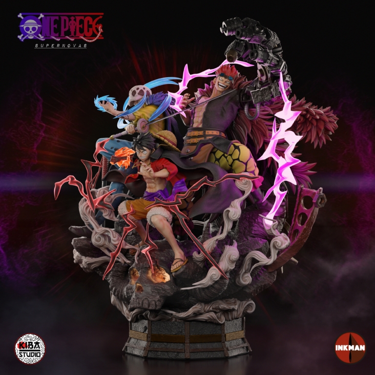 Luffy x Trafalgar x Eustass Diorama + Bases - One Piece - STL Files