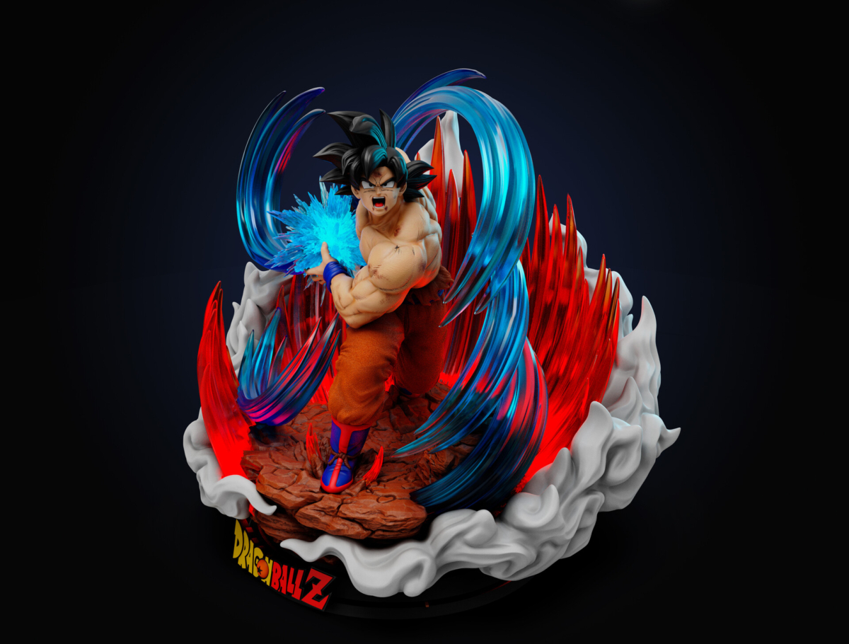 Goku Kaio-Ken STL model with energy aura – 1/6 scale