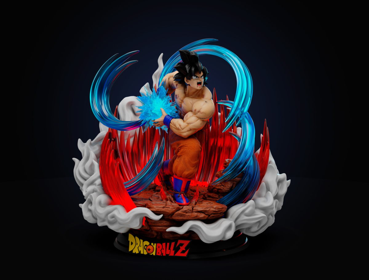Goku Kaio-Ken STL model with energy aura – 1/6 scale