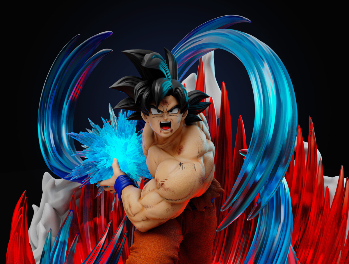 Goku Kaio-Ken STL model with energy aura – 1/6 scale