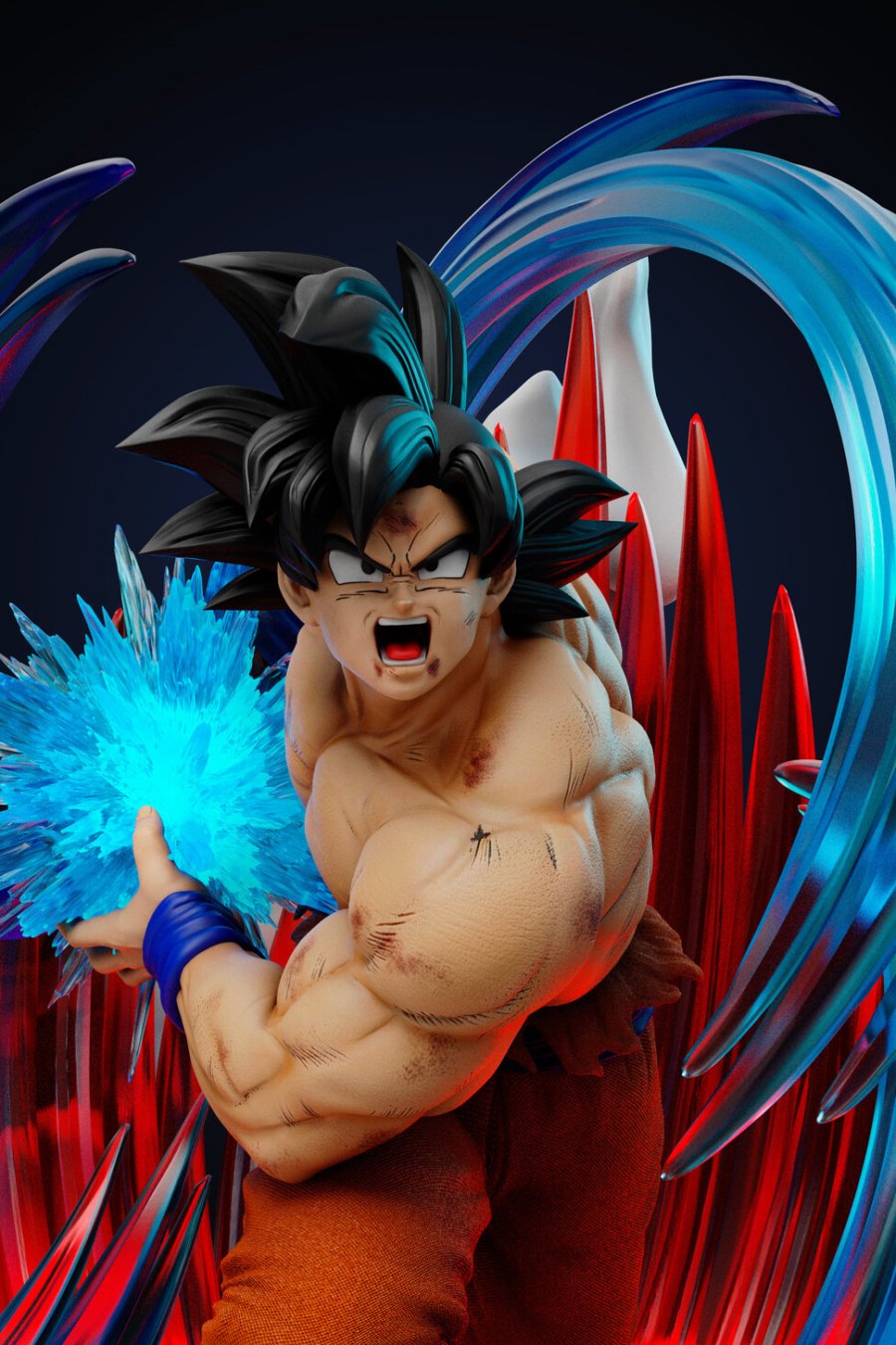 Goku Kaio-Ken STL model with energy aura – 1/6 scale