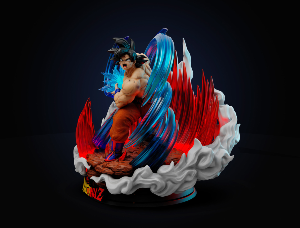 Goku Kaio-Ken STL model with energy aura – 1/6 scale