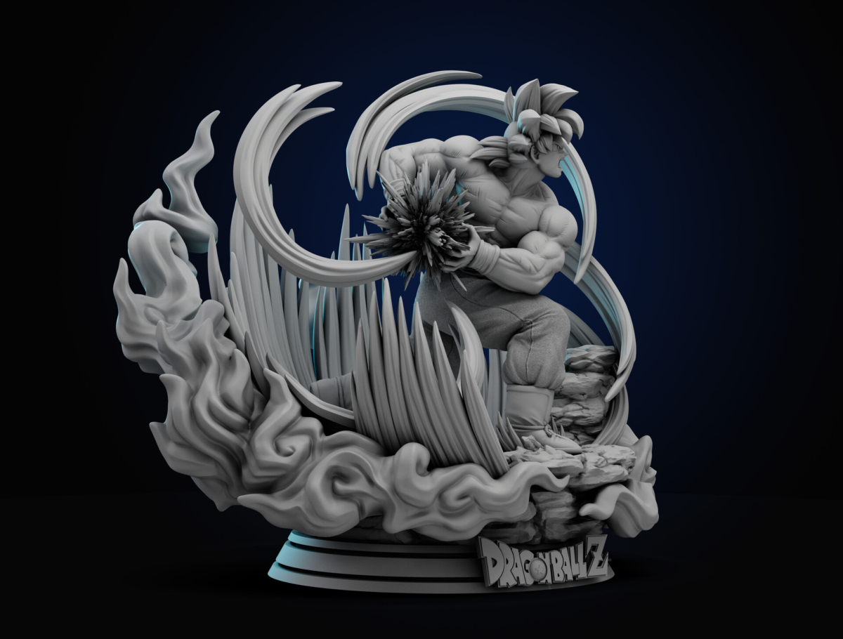 Goku Kaio-Ken STL model with energy aura – 1/6 scale