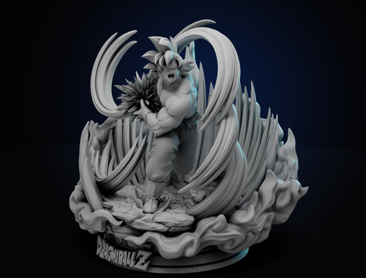 Goku Kaio-Ken STL model with energy aura – 1/6 scale