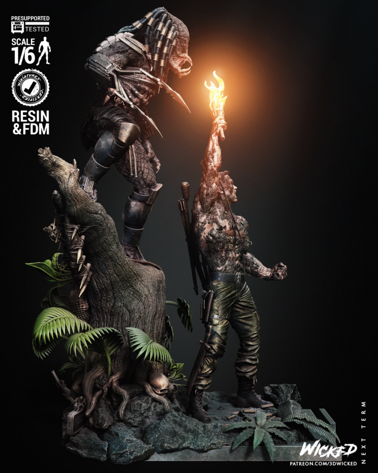 Predator & Dutch Diorama STL + Extras - Predator