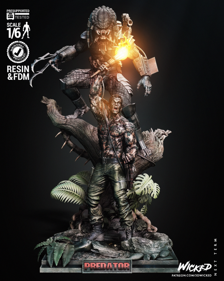 Predator & Dutch Diorama STL + Extras - Predator