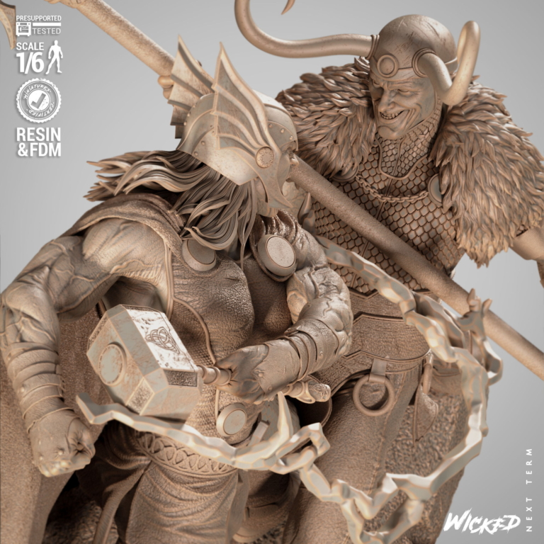 Thor vs Loki STL Diorama + Bust - Marvel