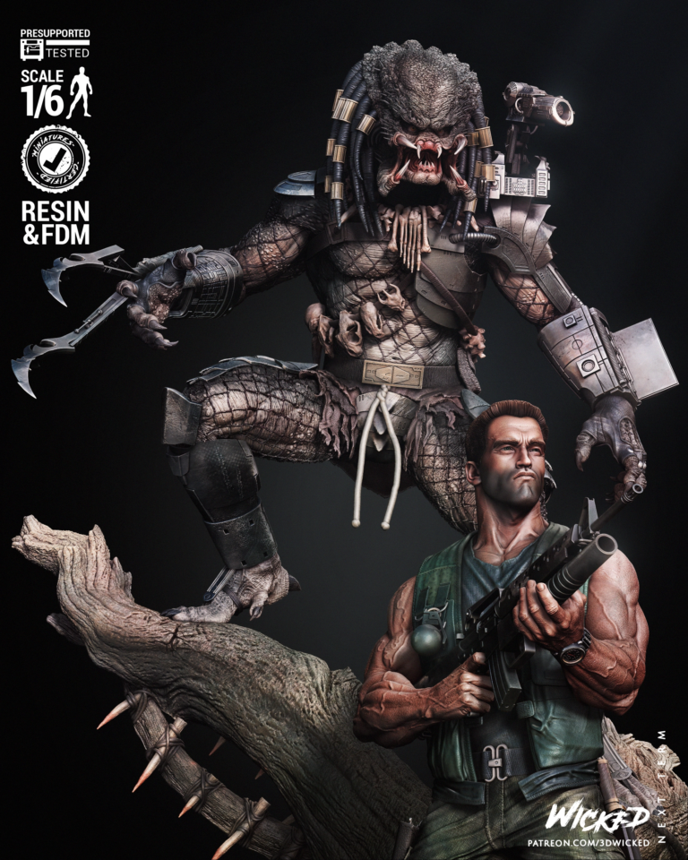 Predator & Dutch Diorama STL + Extras - Predator