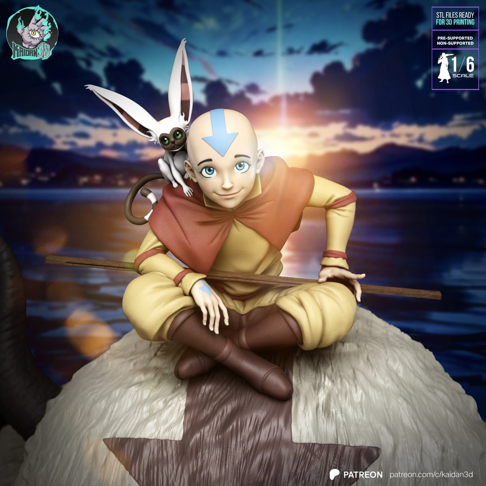 Aang, Appa & Momo Diorama - Avatar STL: The Last Airbender