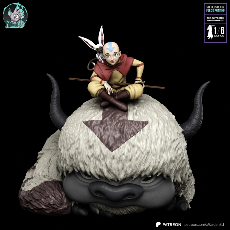 Aang, Appa & Momo Diorama - Avatar STL: The Last Airbender