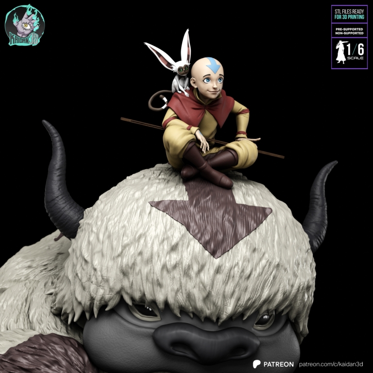 Aang, Appa & Momo Diorama - Avatar STL: The Last Airbender