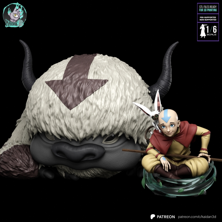 Aang, Appa & Momo Diorama - Avatar STL: The Last Airbender