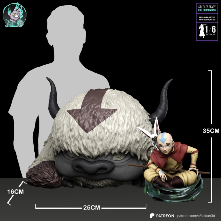 Aang, Appa & Momo Diorama - Avatar STL: The Last Airbender