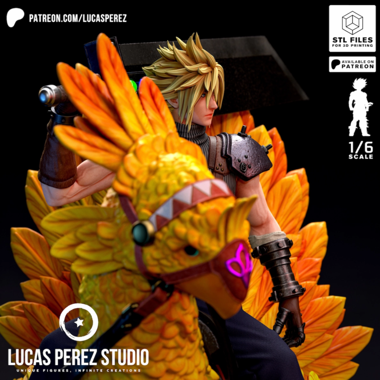 Cloud Strife STL 2 + Chocobo - Final Fantasy