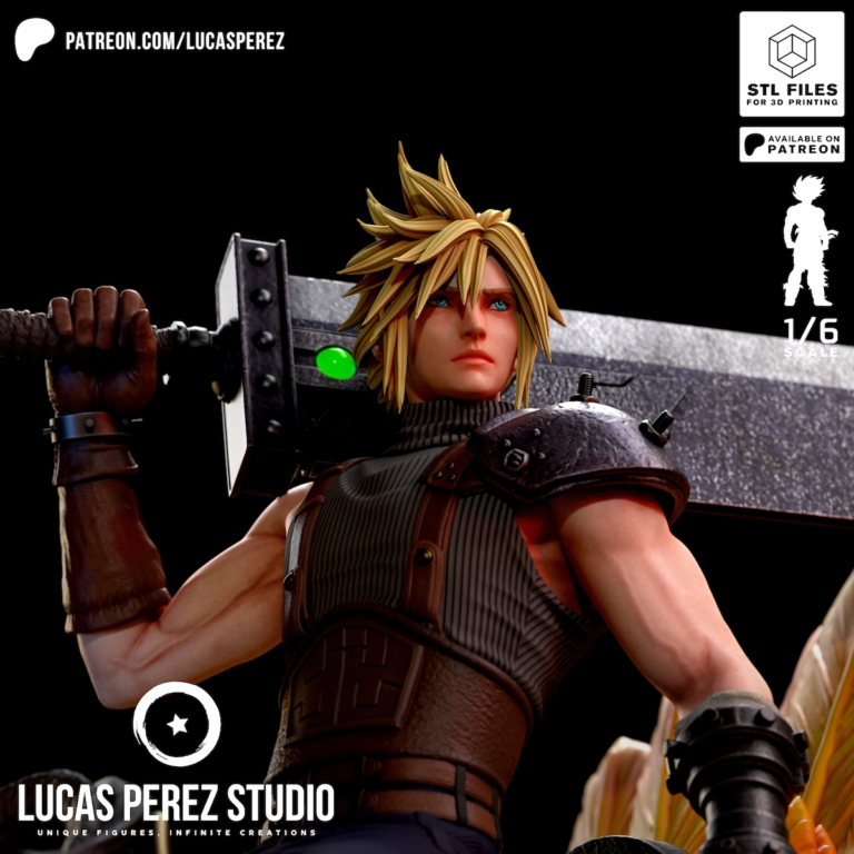 Cloud Strife STL 2 + Chocobo - Final Fantasy