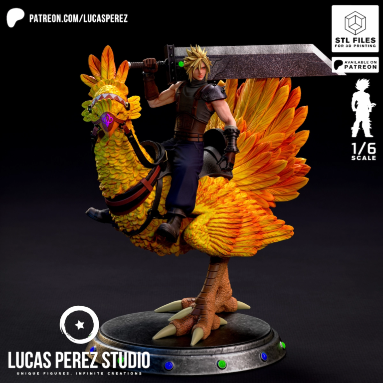 Cloud Strife STL 2 + Chocobo - Final Fantasy