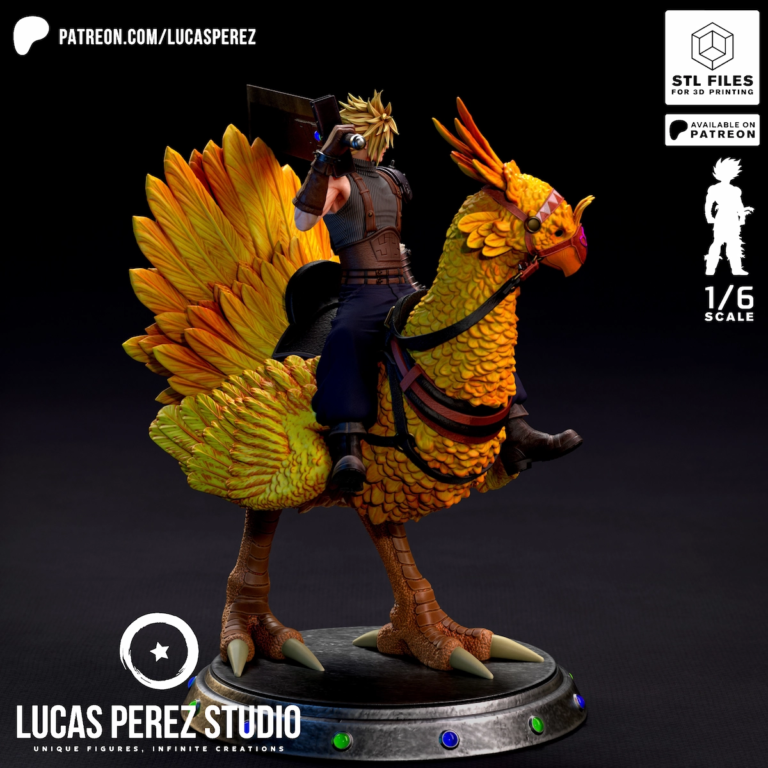 Cloud Strife STL 2 + Chocobo - Final Fantasy
