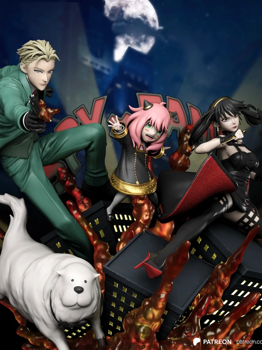 Loid, Yor, Bond & Anya - Spy x Family STL Diorama