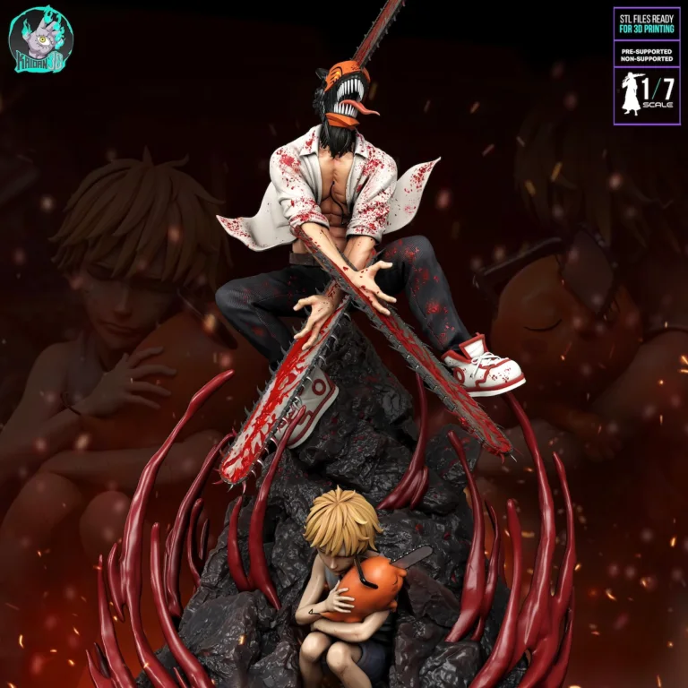 Denji & Pochita Diorama STL Cover