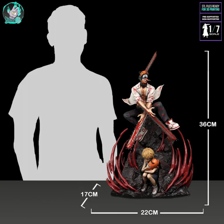 Denji & Pochita Diorama STL - Chainsaw Man