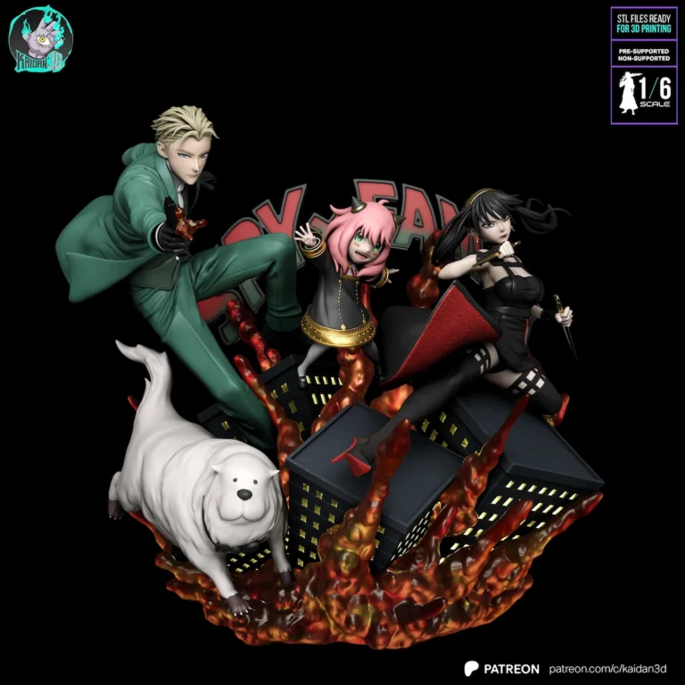 Loid, Yor, Bond & Anya - Spy x Family STL Diorama