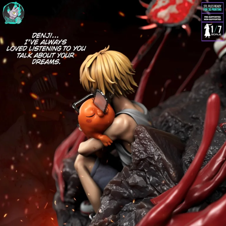 Denji & Pochita Diorama STL - Chainsaw Man