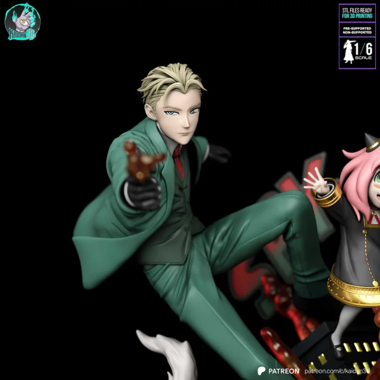 Loid, Yor, Bond & Anya - Spy x Family STL Diorama
