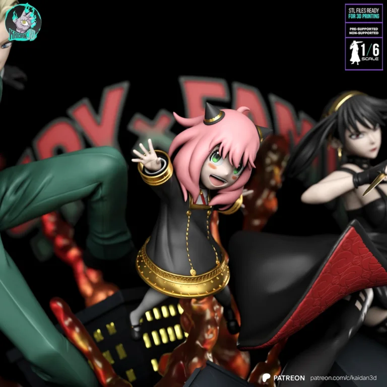 Loid, Yor, Bond & Anya - Spy x Family STL Diorama