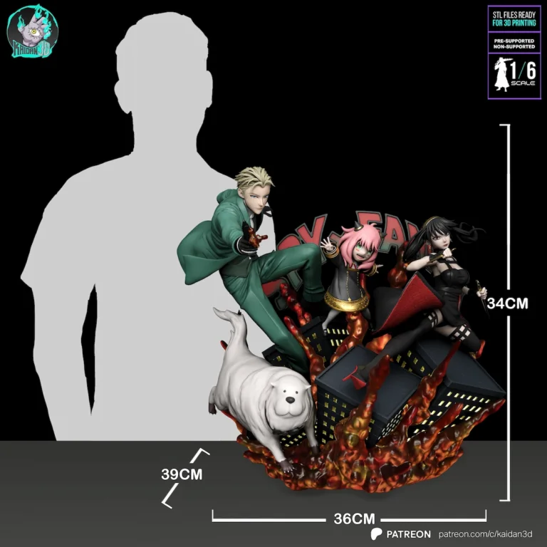 Loid, Yor, Bond & Anya - Spy x Family STL Diorama