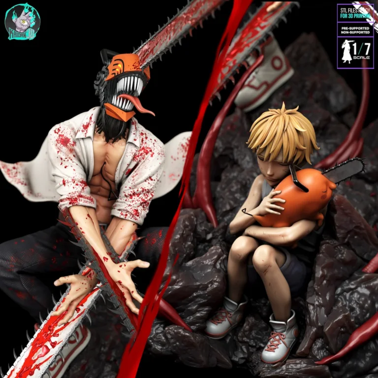 Denji & Pochita Diorama STL - Chainsaw Man