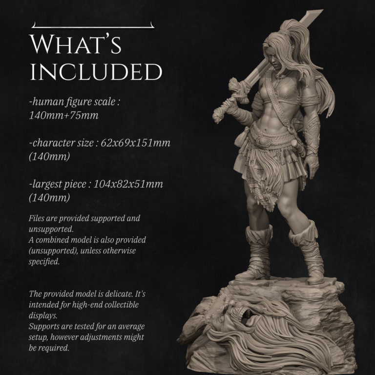 Lia the Barbarian Mercenary STL - Fantasy