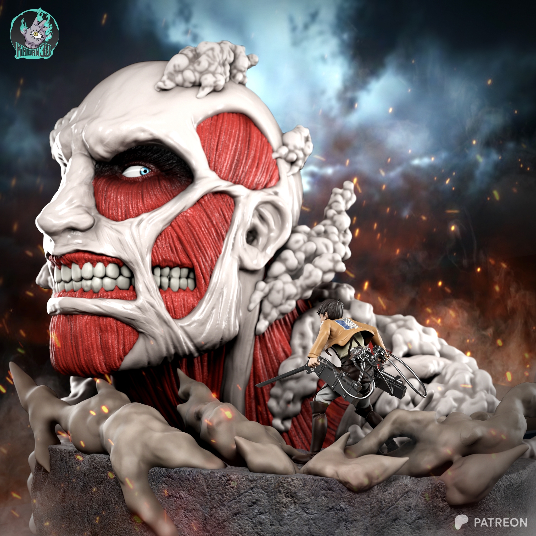Colossal Titan vs Eren Diorama - Attack on Titan