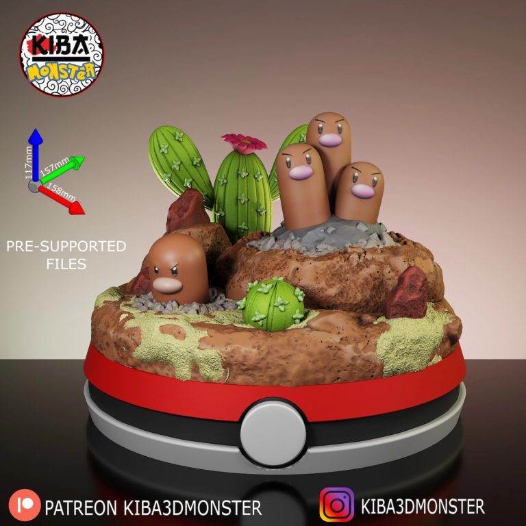 Dugtrio STL Diorama – Pokemon