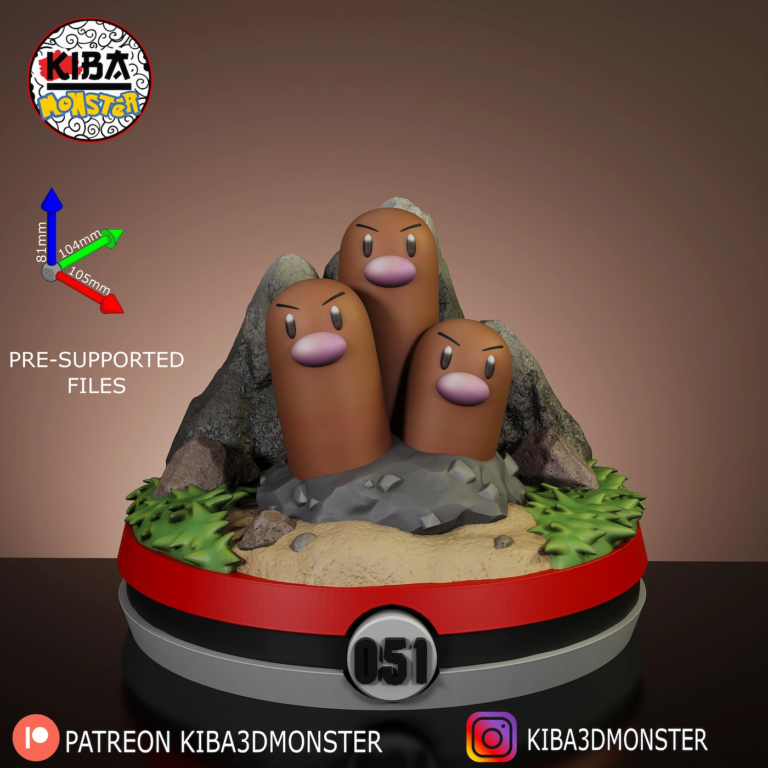 Dugtrio STL Diorama – Pokemon