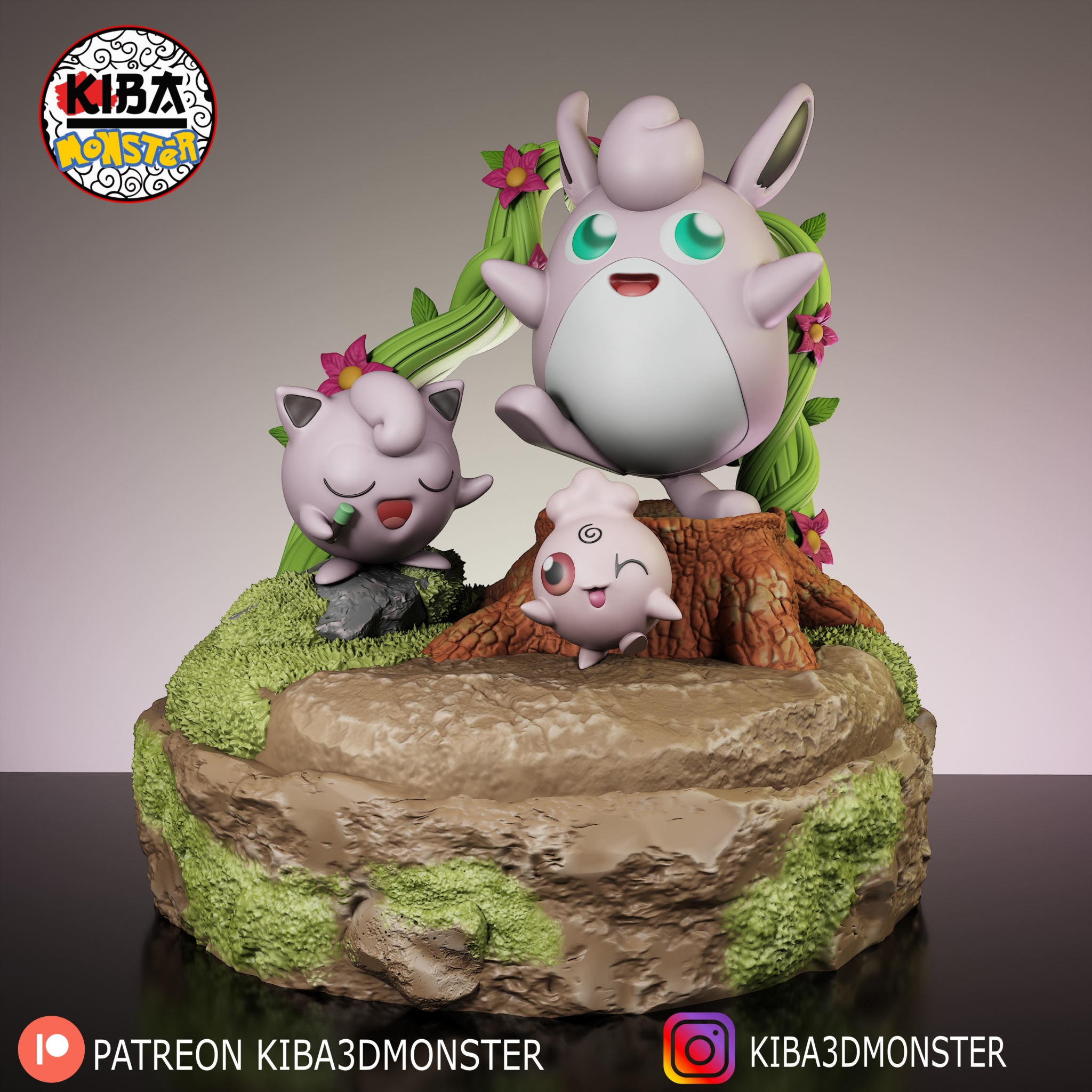 Wigglytuff STL Diorama - Pokemon
