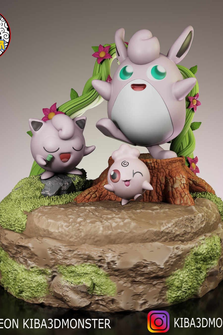Wigglytuff STL Diorama Cover