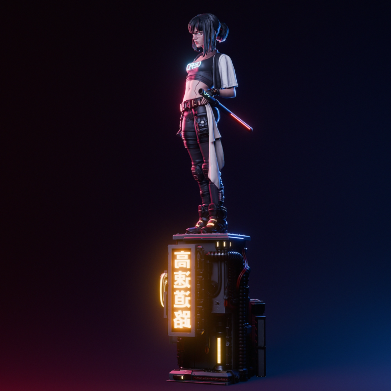 Cyberpunk Samurai STL - Fantasy