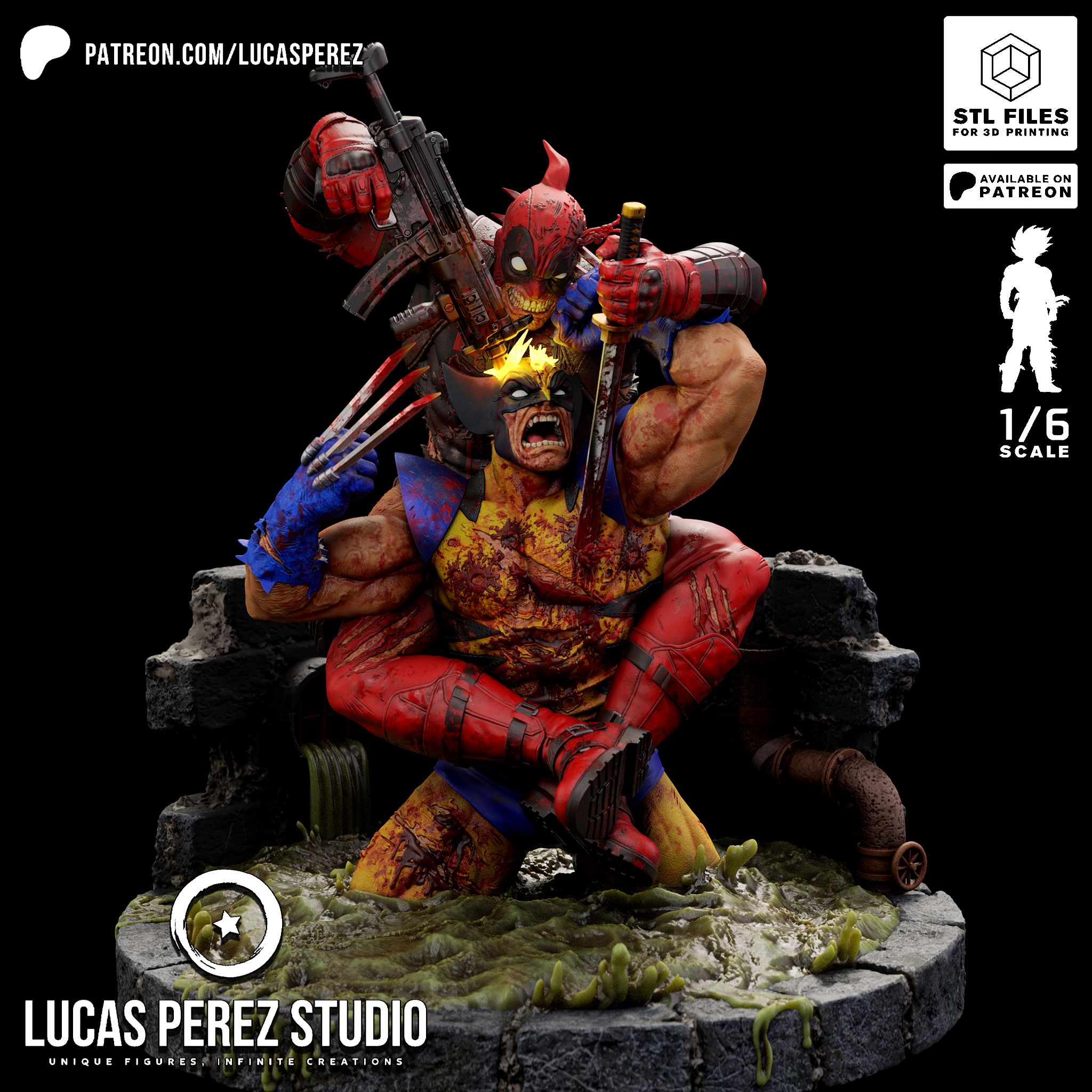 Wolverine vs Deadpool STL – Marvel
