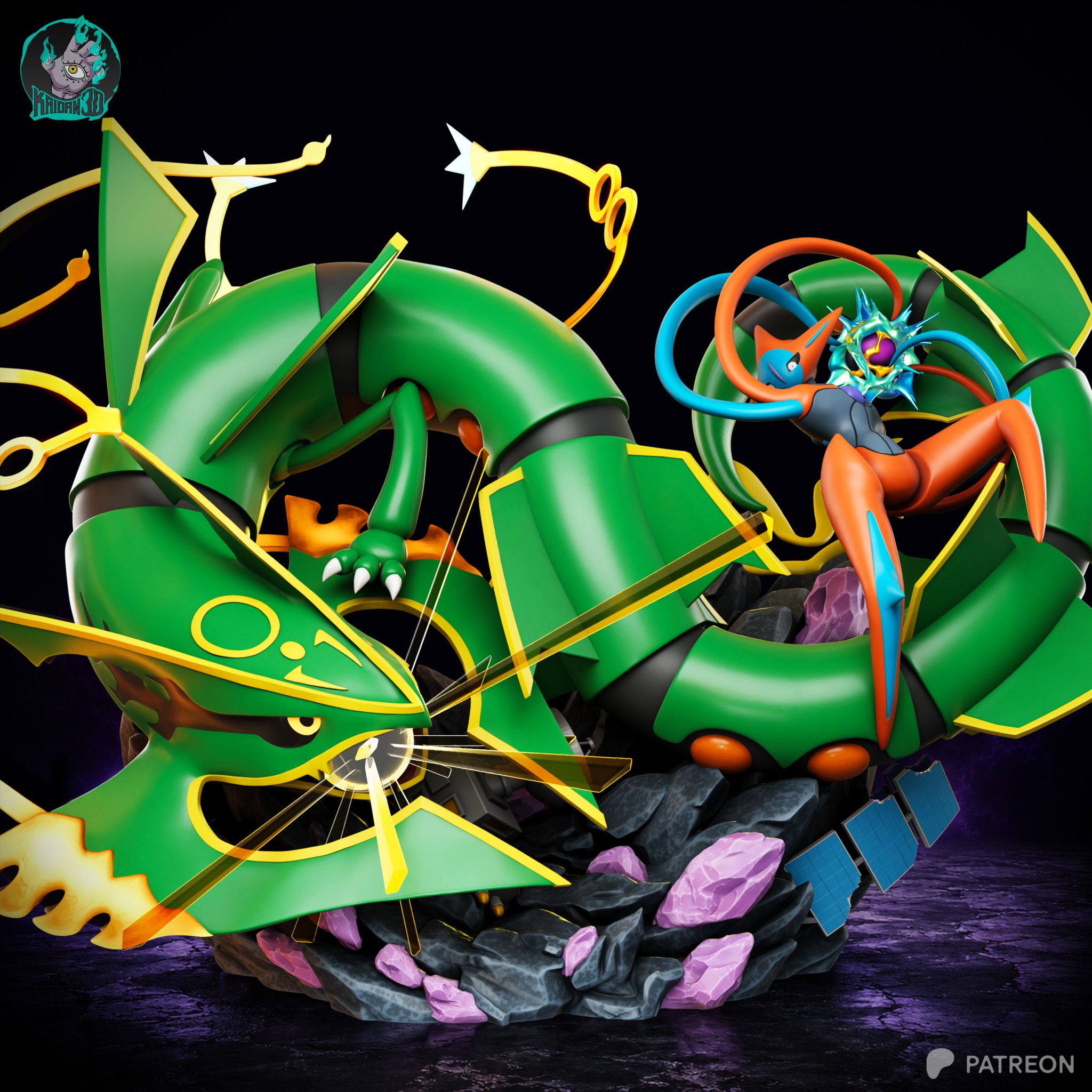 Rayquaza vs Deoxys Diorama STL – Pokemon