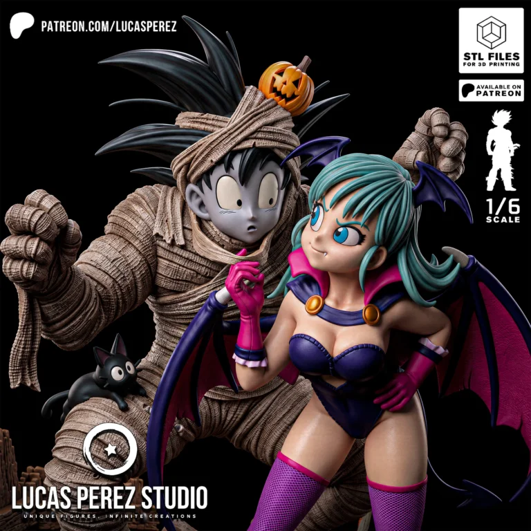Goku and Bulma Halloween Diorama STL