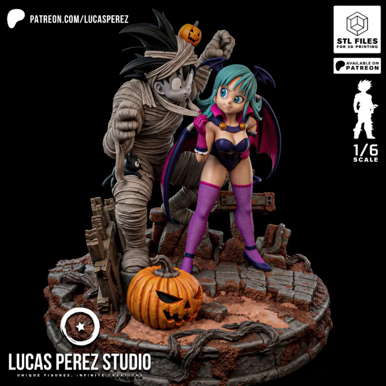 Goku and Bulma Halloween Diorama STL
