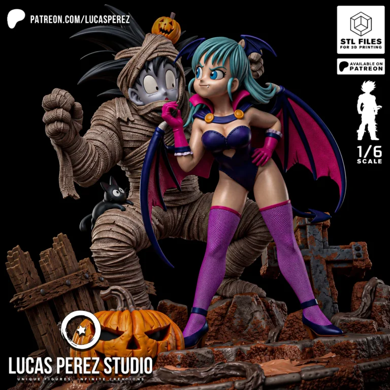 Goku and Bulma Halloween Diorama STL