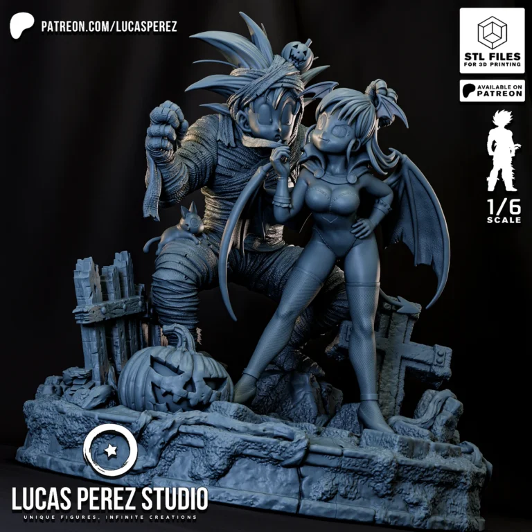 Goku and Bulma Halloween Diorama STL