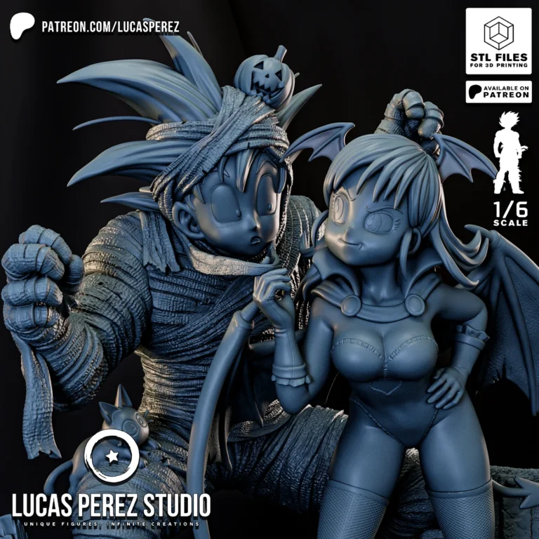 Goku and Bulma Halloween Diorama STL